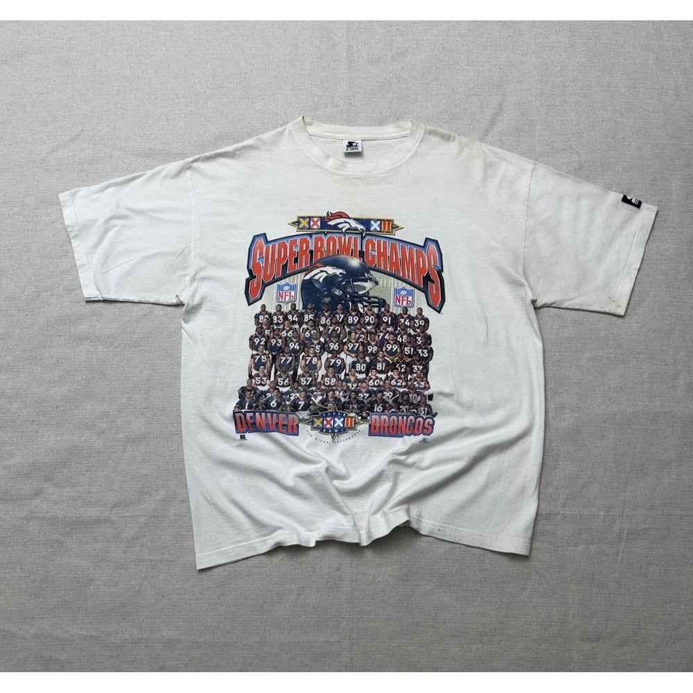 Vintage 1998 Starter Denver Broncos Super Bowl XXXII Champs T-Shirt USA Men's XL